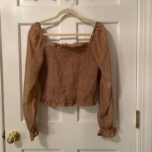 Japna Brown Floral Long Sleeve Blouse